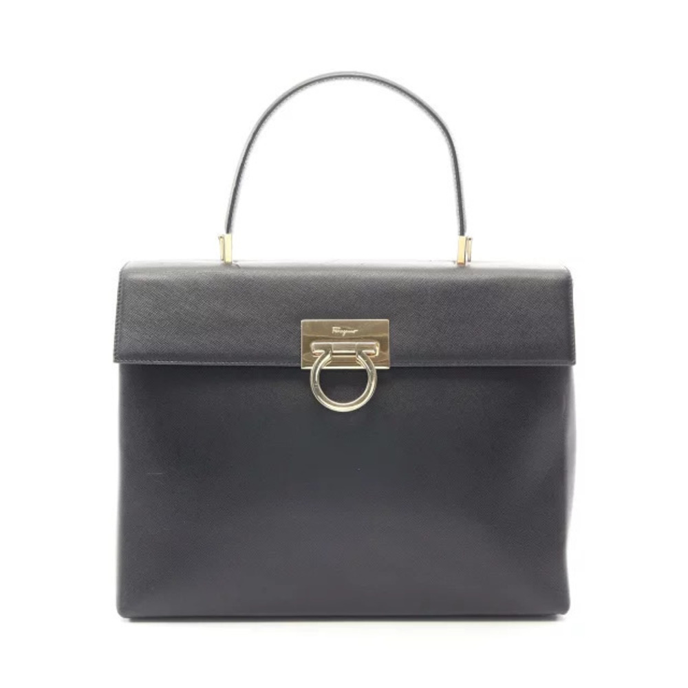 Salvatore Ferragamo Gancini Handbag Leather Black
